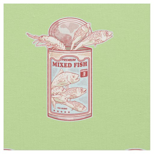 Funny canned fish fabric