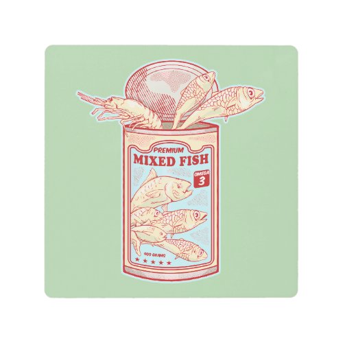 Funny canned fish metal print