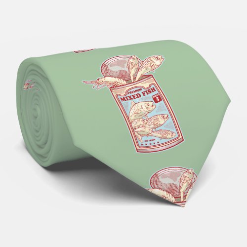 Funny canned fish neck tie