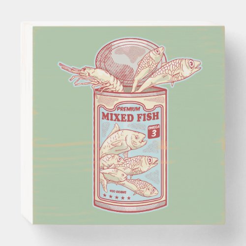 Funny canned fish wooden box sign