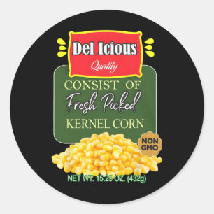 Funny Canned Kernel Corn Halloween Matching Group Classic Round Sticker