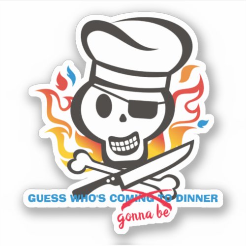 Funny cannibal chef skull meat bone personalized sticker