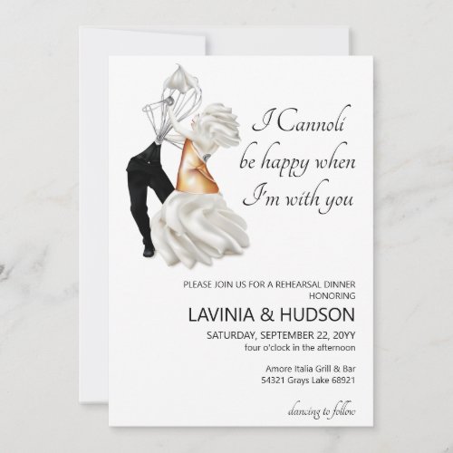 Funny Cannoli First Dance Wedding Rehearsal Dinner Invitation