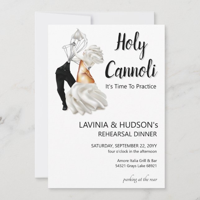 Funny Cannoli Italian Rehearsal Dinner Invitation (Front)