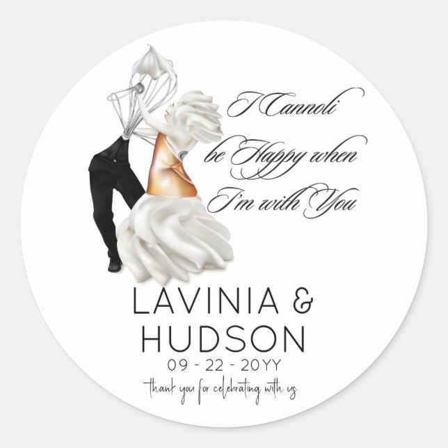 Funny Cannoli Italian Wedding Classic Round Sticker (Front)