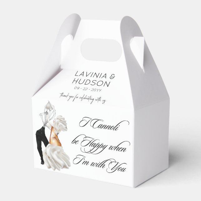 Funny Cannoli Italian Wedding Favor Boxes (Front Side)