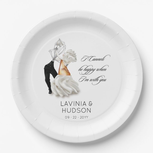Funny Cannoli Italian Wedding Paper Plates (Front)