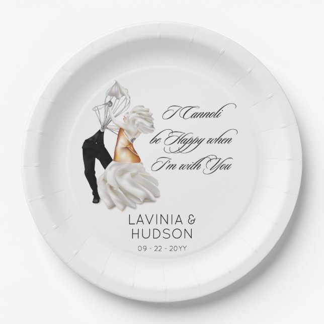 Funny Cannoli Italian Wedding Paper Plates (Front)