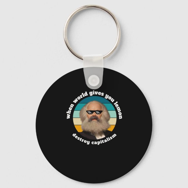 Funny Capitalism Karl Marx Sticker  Keychain (Front)
