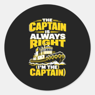 Funny captain harbor boat operator classic round sticker