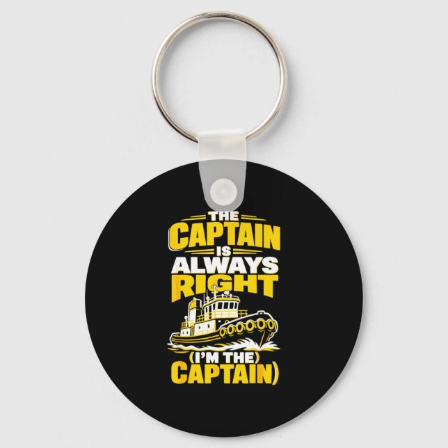 Funny captain harbor boat operator  keychain (Front)