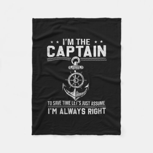 Funny Captain Of The Boat Pontoon Men Women Fleece Blanket