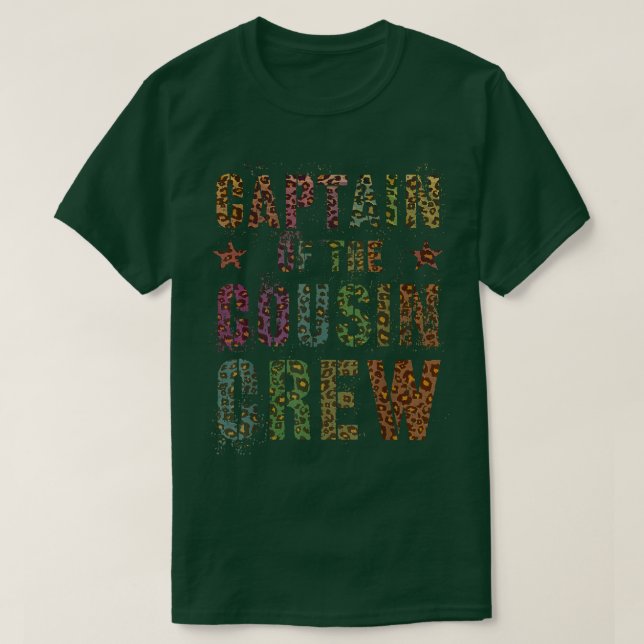 Funny CAPTAIN OF THE COUSIN CREW Leopard Print Gra T-Shirt (Design Front)