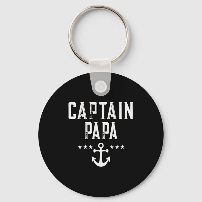 Funny Captain Papa Anchor Design  Keychain (Front)