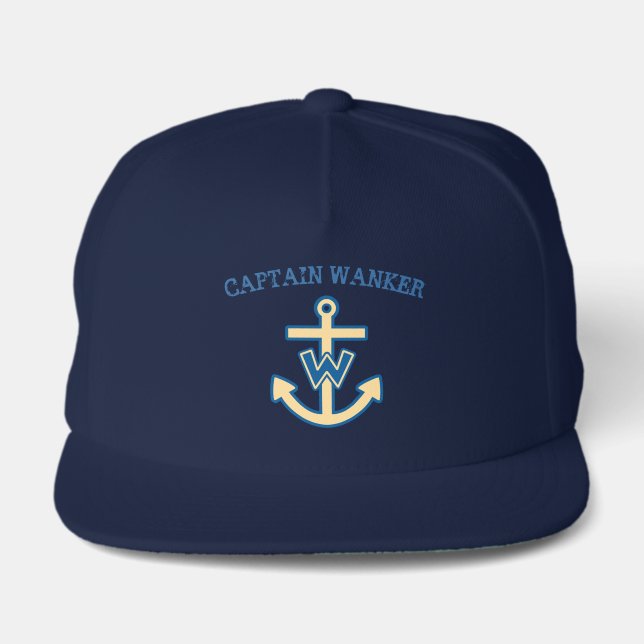 Funny "Captain Wanker" Snap Back Hat (Front)