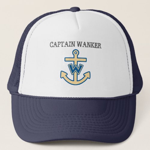 Funny Captain Wanker Trucker Hat