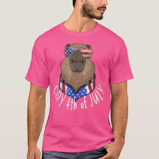 Funny Capy 4Th Of July American Flag Capybara 4Th  T-Shirt