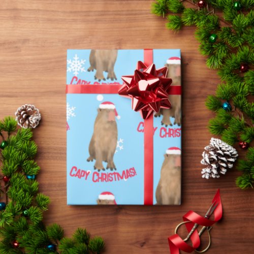 Funny Capy Christmas Capybara Pun Holiday  Wrapping Paper