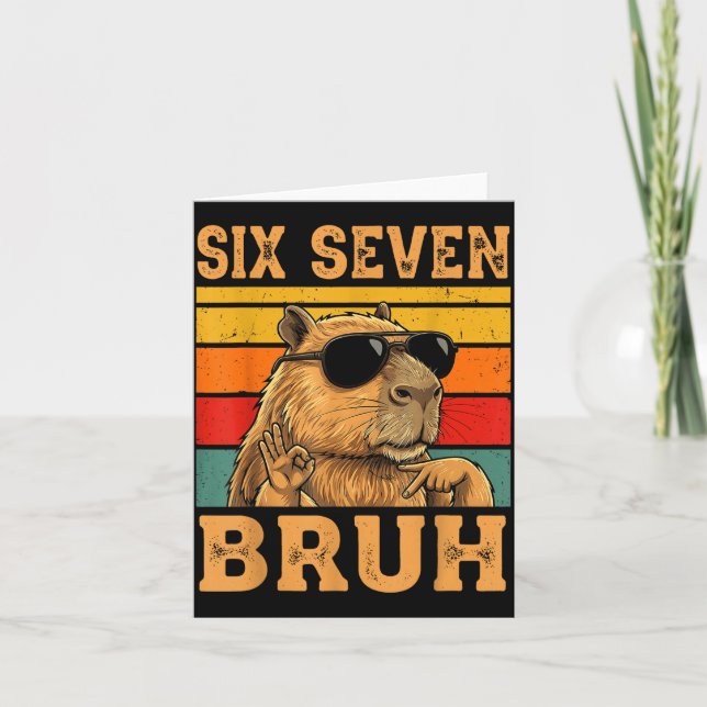 Funny Capybara 67 Meme Six Seven Bruh Boys Teens K Card (Front)