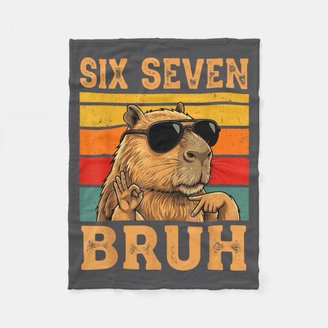 Funny Capybara 67 Meme Six Seven Bruh Boys Teens K Fleece Blanket (Front)