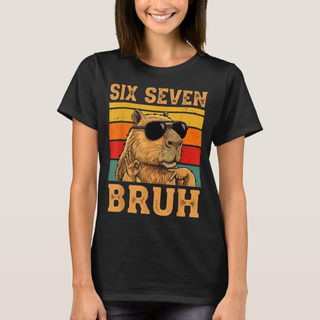 Funny Capybara 67 Meme Six Seven Bruh Boys Teens K T-Shirt (Front)