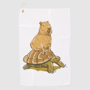 Funny Capybara Animal Turtle Cute Capybara Golf Towel