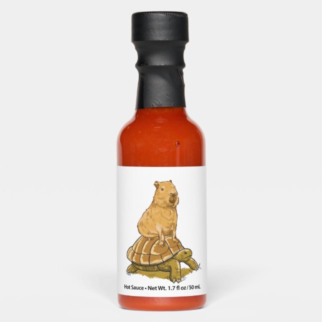 Funny Capybara Animal Turtle Cute Capybara Hot Sauces (Front)