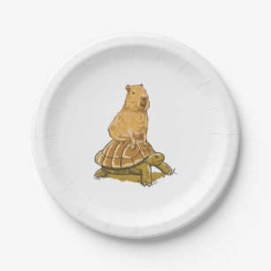 Funny Capybara Animal Turtle Cute Capybara Paper Plates