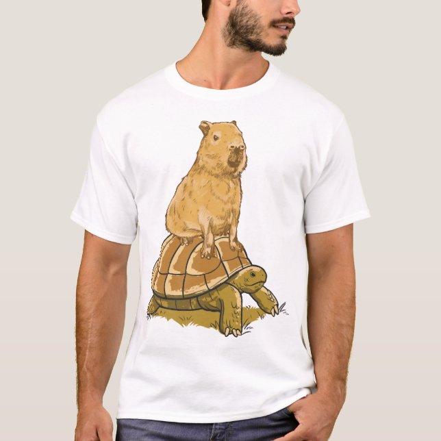 Funny Capybara Animal Turtle Cute Capybara T-Shirt (Front)