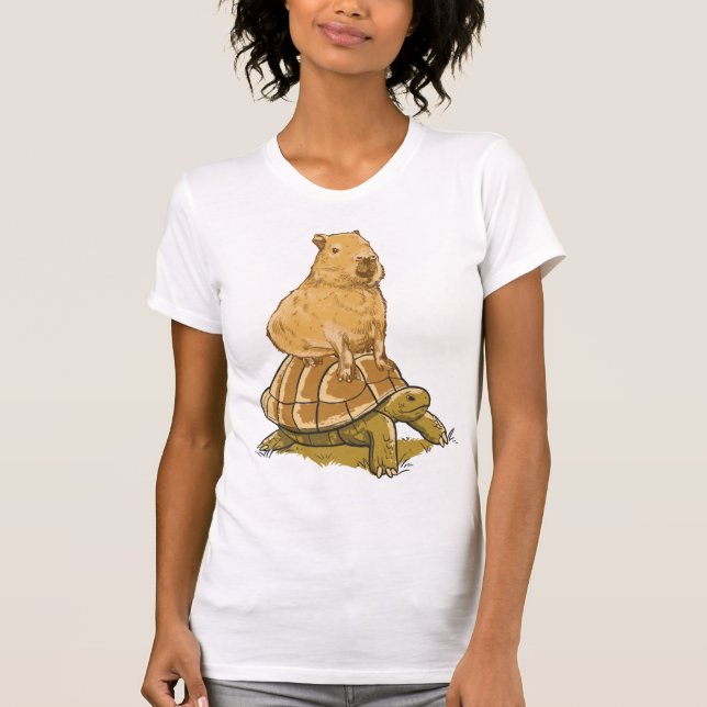 Funny Capybara Animal Turtle Cute Capybara T-Shirt (Front)