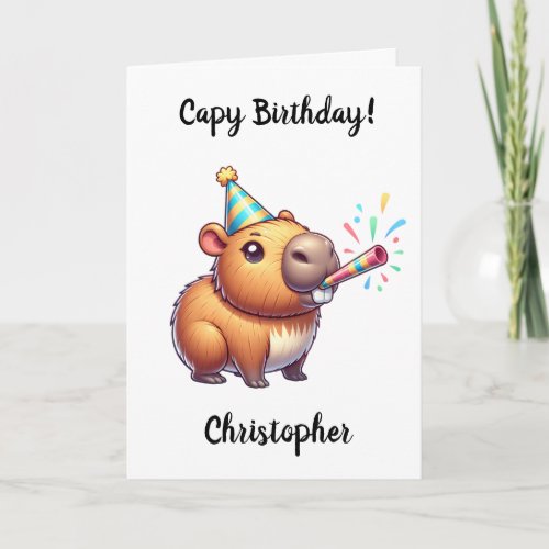 Funny Capybara Birthday Folded Greeting Card