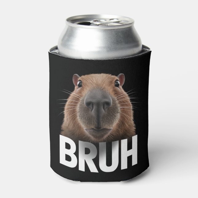Funny Capybara Bruh  Can Cooler (Can Front)