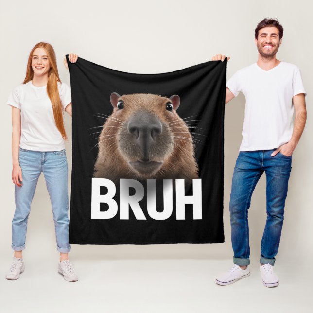 Funny Capybara Bruh  Fleece Blanket (In Situ)