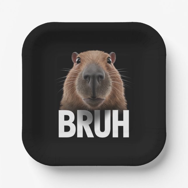Funny Capybara Bruh  Paper Plates (Front)