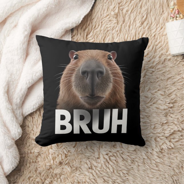 Funny Capybara Bruh  Throw Pillow (Blanket)