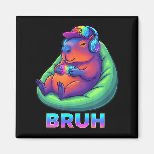 Funny Capybara Bruh Video Games Lovers  Magnet