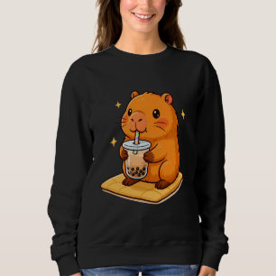 Funny Capybara Bubble Tea Animal Lover Rodent, Cap Sweatshirt
