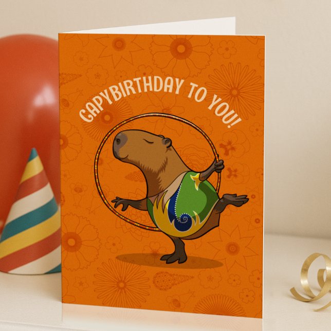 Funny Capybara Capybirthday To You! Birthday Art Card (Creator Uploaded)