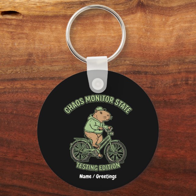 Funny Capybara Chaos Monitor State Testing Edition Keychain (Front)