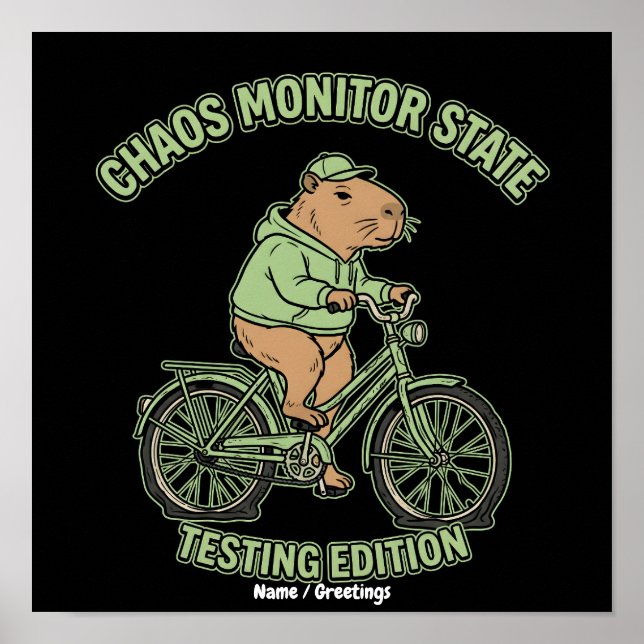 Funny Capybara Chaos Monitor State Testing Edition Poster (Front)