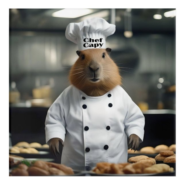 Funny Capybara Chef Acrylic Print (Front)