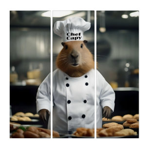 Funny Capybara Chef Triptych