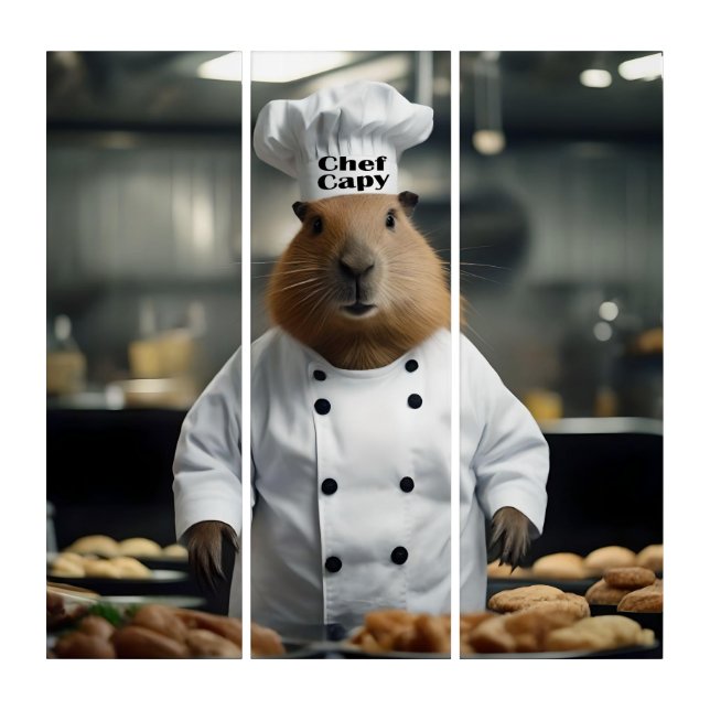 Funny Capybara Chef Triptych (Front)