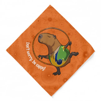 Funny Capybara Don't Worry Be Cappy Cartoon Bandana