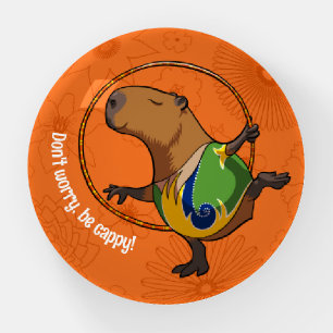 Funny Capybara Don't Worry Be Cappy Cartoon Paperweight