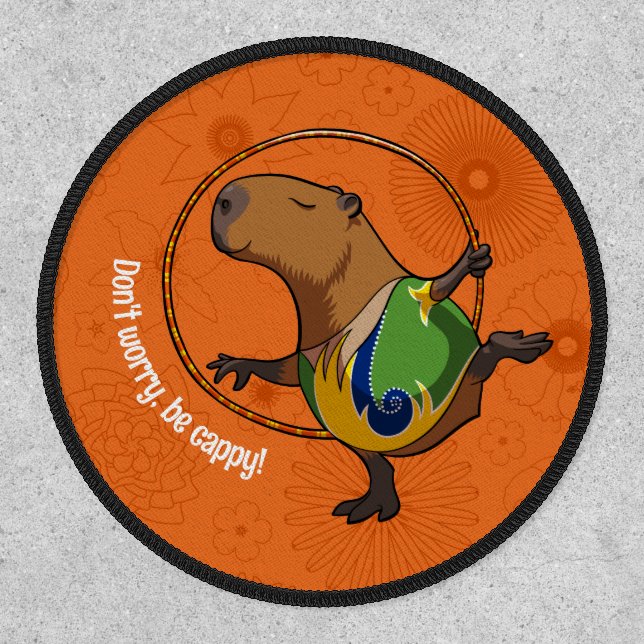 Funny Capybara Don't Worry Be Cappy Cartoon Patch (Front)