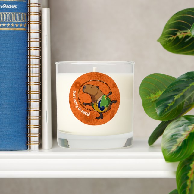Funny Capybara Don't Worry Be Cappy Cartoon Scented Candle (Shelf)
