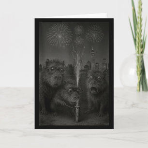 Funny Capybara Fireworks Happy New Year Tank Top  Card