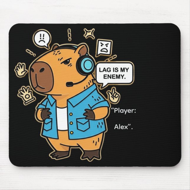 Funny Capybara Gamer Mousepad – Personalized with  (Front)