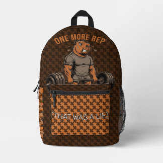 Funny Capybara Gym One More Rep That Was A Lie Printed Backpack